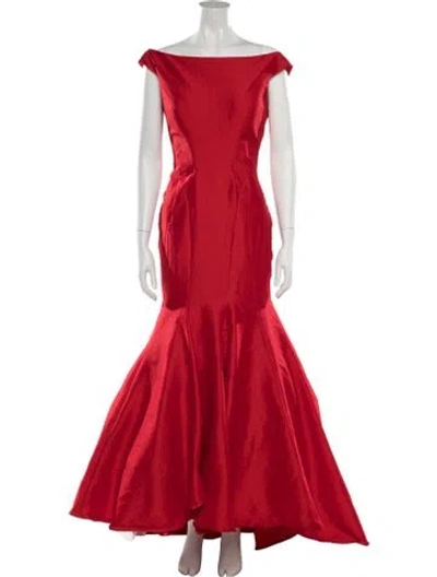 Pre-owned Mac Duggal Off-the-shoulder Long Dress In Red