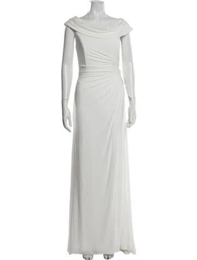 Pre-owned Mac Duggal Off-the-shoulder Long Dress In White