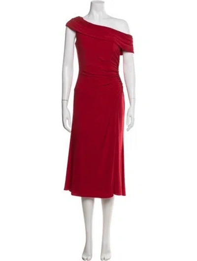 Pre-owned Mac Duggal Off-the-shoulder Midi Length Dress W/ Tags In Red