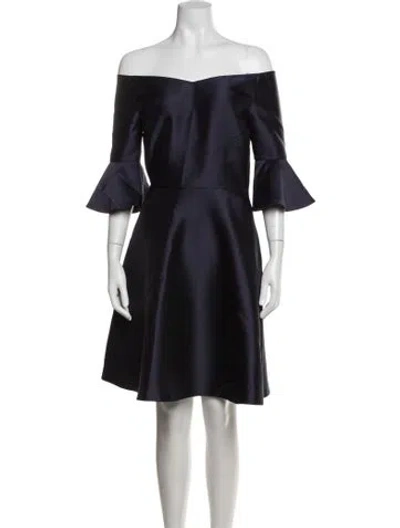 Pre-owned Mac Duggal Off-the-shoulder Mini Dress In Blue