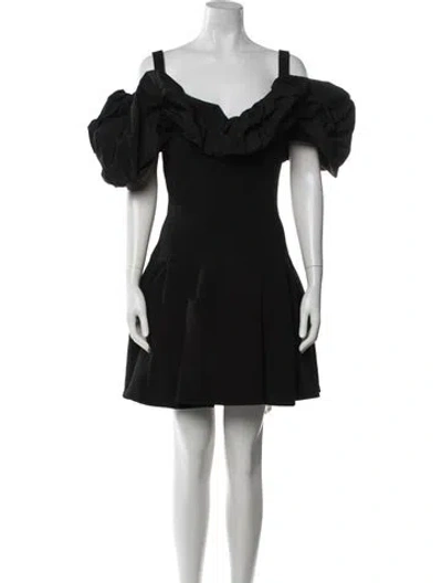Pre-owned Mac Duggal Off-the-shoulder Mini Dress W/ Tags In Black