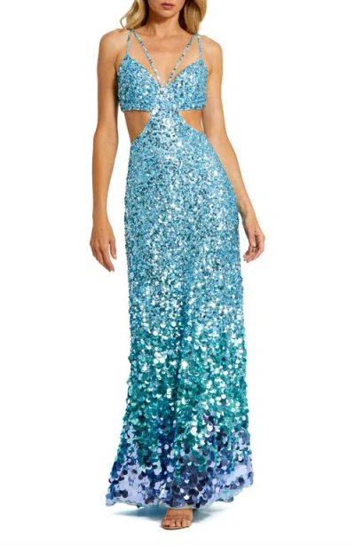 MAC DUGGAL MAC DUGGAL OMBRE SEQUIN CUT OUT SWEETHEART GOWN