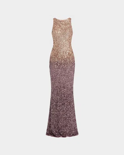 Mac Duggal Ombré Sequin Mesh Column Gown In Multi