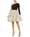 Mac Duggal Black And Gold One Shoulder A-line Dress - Final Sale In Black