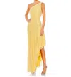 Mac Duggal One Shoulder Asymmetrical Hem Dress In Yellow Pearl In Yellow