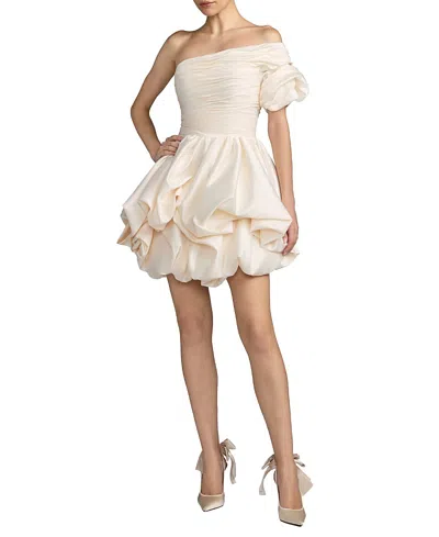 Mac Duggal One Shoulder Bubble Hem Mini Dress In Neutral