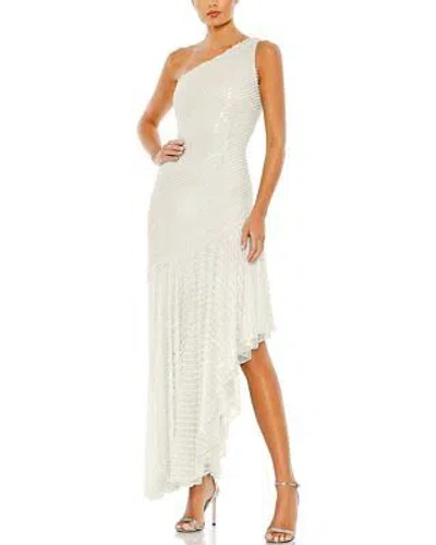 Pre-owned Mac Duggal One Shoulder Cocktail Dress Women's In White