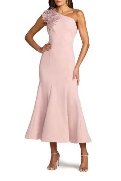 Mac Duggal One Shoulder Crepe Trumpet Midi Dress In Pink