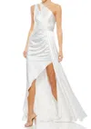 Mac Duggal One Shoulder Cut Out Charmeuse Gown In White In White