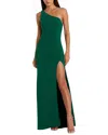 Mac Duggal One Shoulder Draped Back Gown In Green