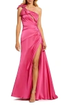 Mac Duggal Womens Satin Embellished Evening Dress In Rose