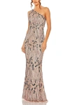 Mac Duggal Women's Asymmetric Embellished Mesh Gown In Apricot