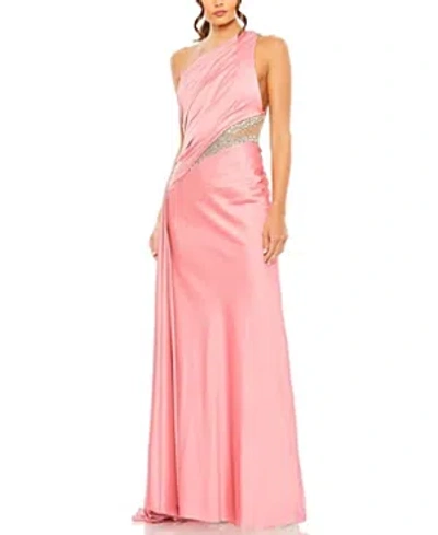 MAC DUGGAL ONE SHOULDER EMBELLISHED SATIN GOWN