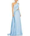 MAC DUGGAL ONE SHOULDER EMBELLISHED SATIN GOWN