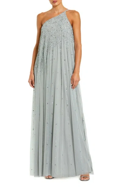 MAC DUGGAL MAC DUGGAL ONE SHOULDER EMBELLISHED TRAPEZE A-LINE GOWN