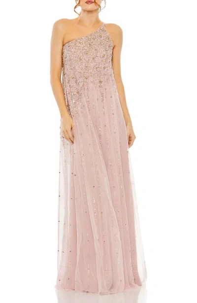 MAC DUGGAL MAC DUGGAL ONE SHOULDER EMBELLISHED TRAPEZE A LINE GOWN