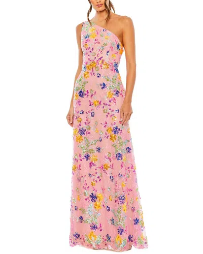 MAC DUGGAL MAC DUGGAL ONE SHOULDER FLORAL SEQUIN LACE-UP GOWN