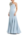 Mac Duggal One Shoulder Flower Detailed Gown In Powder Blue