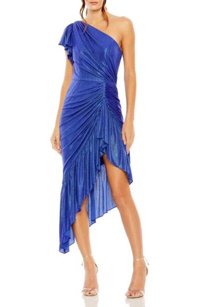 MAC DUGGAL MAC DUGGAL ONE SHOULDER FLUTTER SLEEVE HIGH LOW DRESS