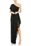 Mac Duggal One Shoulder Gown In Black