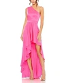 Mac Duggal One Shoulder High Low A Line Gown In Hot Pink
