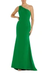 Mac Duggal Ieena One-shoulder Sheath Gown In Emerald