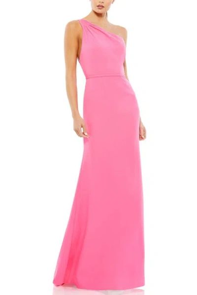 Mac Duggal Ieena One-shoulder Sheath Gown In Hot Pink