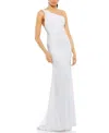 Mac Duggal Ieena One-shoulder Sheath Gown In White
