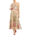 Mac Duggal One Shoulder Floral Lace Embroidered Dress In Pink Multi