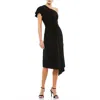 Mac Duggal One Shoulder Midi Length Jersey Dress In Black
