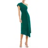 Mac Duggal One-shoulder Asymmetric Cocktail Dress In Emerald