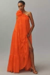 Mac Duggal One-shoulder Rose Ruffle Maxi Dress In Multicolor