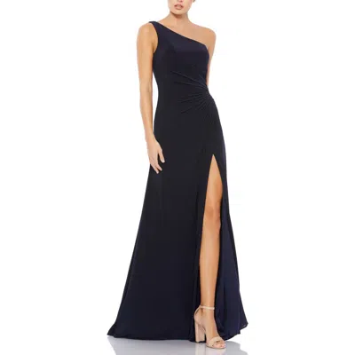 Mac Duggal One Shoulder Ruched Jersey Evening Gown