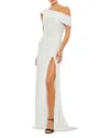 Mac Duggal One-shoulder Ruched Sequined Gown In White