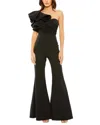 Mac Duggal 27460 One Shoulder Ruffle Detail Flare Jumpsuit In Black