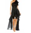 Mac Duggal One Shoulder Ruffle High Low Gown In Black In Black