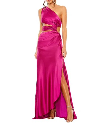 Mac Duggal One Shoulder Satin Gown In Pink