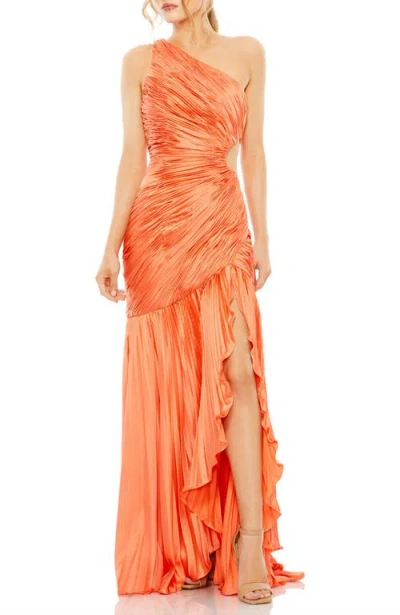 MAC DUGGAL MAC DUGGAL ONE SHOULDER SIDE CUT-OUT PLEATED GOWN