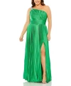 Mac Duggal Pleated One Shoulder Chiffon Gown In Spring Green