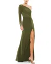 Mac Duggal One-shoulder Long Sleeve Jersey Gown