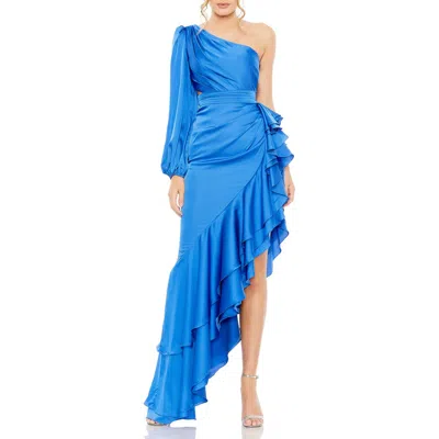 MAC DUGGAL MAC DUGGAL ONE SLEEVE CUT OUT ASYMMETRICAL RUFFLED GOWN