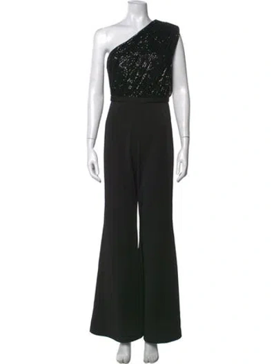 Pre-owned Mac Duggal One-shoulder Jumpsuit In Black