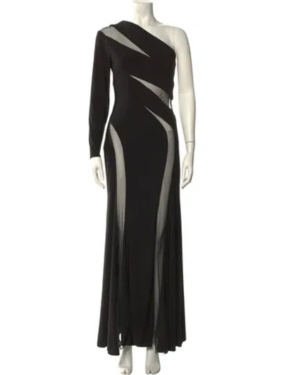 Pre-owned Mac Duggal One-shoulder Long Dress In Black