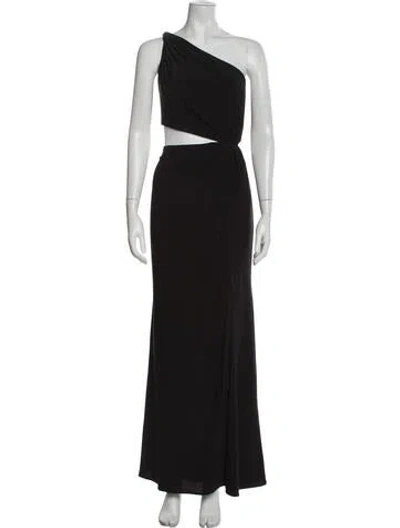 Pre-owned Mac Duggal One-shoulder Long Dress In Black