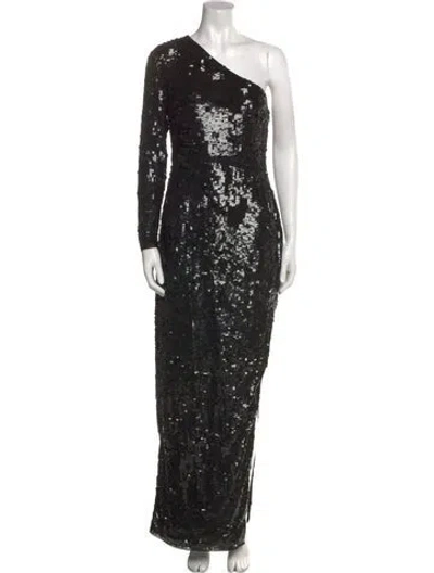Pre-owned Mac Duggal One-shoulder Long Dress In Black