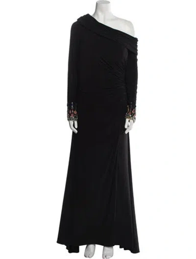 Pre-owned Mac Duggal One-shoulder Long Dress In Black