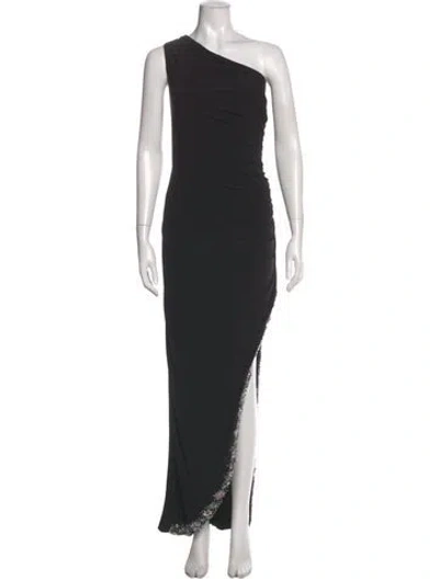 Pre-owned Mac Duggal One-shoulder Long Dress In Black