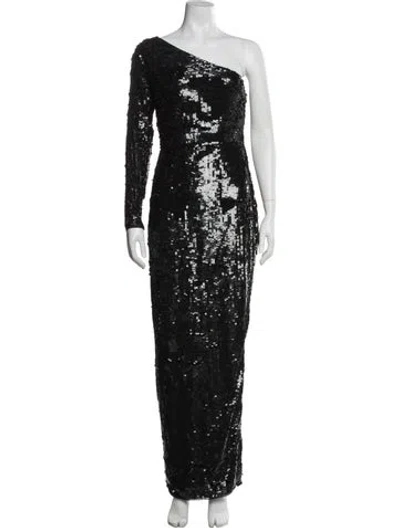 Pre-owned Mac Duggal One-shoulder Long Dress In Black