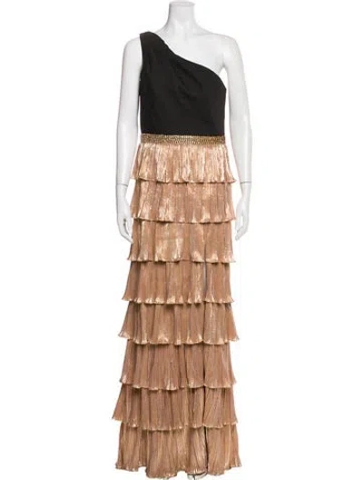 Pre-owned Mac Duggal One-shoulder Long Dress In Black
