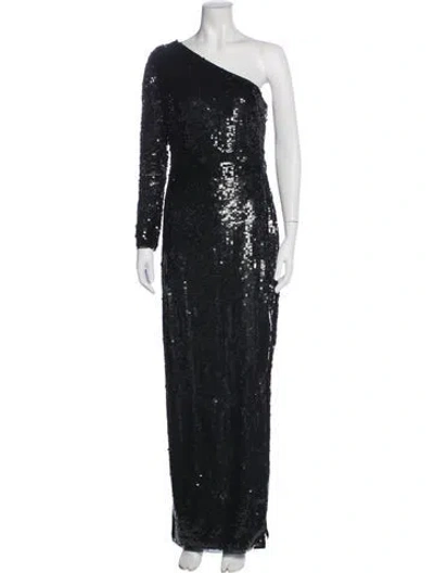 Pre-owned Mac Duggal One-shoulder Long Dress In Black